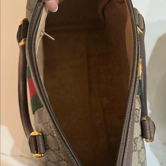 Vintage Gucci Monogram Canvas Bag with Red and Green Accent - Picture 9 of 15
